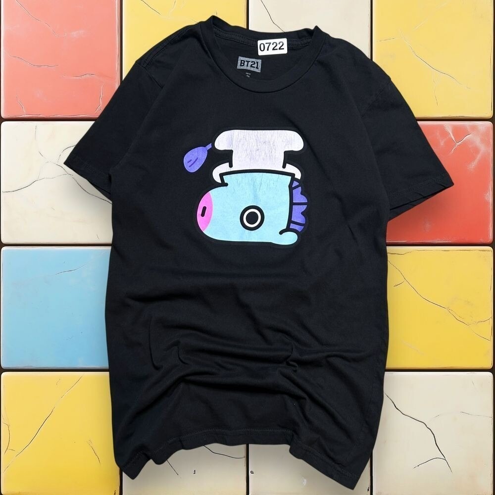 BT21 Mang JHOPE‎ BTS Kpop Graphic Tee Black Blue Extra Small XS Unisex RARE